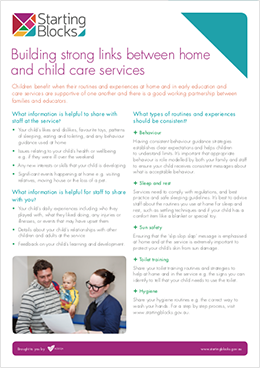 Fact Sheet Starting Blocks Building strong links between home and childcare