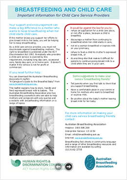 FactSheet Breastfeeding and Childcare