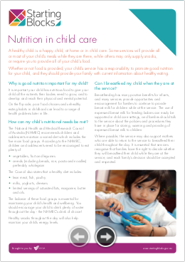 Fact Sheet Starting Blocks Nutrition in childcare